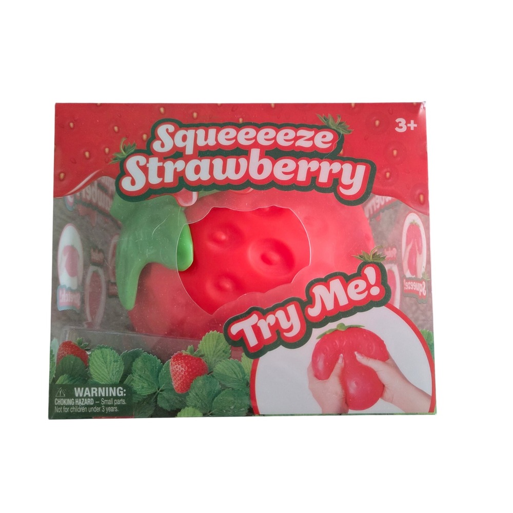 Sunny Days Squeeeeeze Strawberry Toy OS Red New Sensory Squish Stress Relief